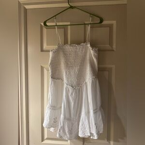 American Eagle Outfitters White Ruffled Smocked Top